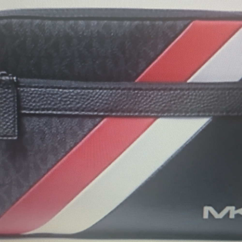 Michael Kors Black Belt Bag with Red and White Stripes